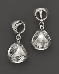 Bold sterling silver earrings, gleaming with rock crystal, are elegant showcases for Di MODOLO's iconic Triadra design. Bold sterling silver earrings, gleaming with rock crystal, are elegant showcases for Di MODOLO's iconic Triadra design.
