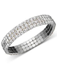 Sheer elegance to complete a look of evening glamour. Charter Club stretch bracelet features three sparkling rows of crystals set in silver tone mixed metal. Approximate diameter: 3-1/2 inches. Sheer elegance to complete a look of evening glamour. Charter Club stretch bracelet features three sparkling rows of crystals set in silver tone mixed metal. Approximate diameter: 3-1/2 inches.