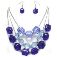 Contessa Bella Fancy Chunky Silver Tone Multi Layered Blue and Aqua Lucite Ice Bead Statement Bib Women Necklace and Earrings Set Elegant Trendy Beaded Fashion Jewelry N9934 Contessa Bella Fancy Chunky Silver Tone Multi Layered Blue and Aqua Lucite Ice Bead Statement Bib Women Necklace and Earrings Set Elegant Trendy Beaded Fashion Jewelry N9934