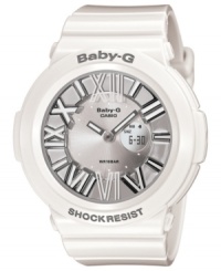 Cool off with this fresh white sport watch from Baby-G. Cool off with this fresh white sport watch from Baby-G.