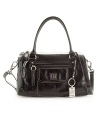 The glazed finish on Giani Berning's satchel purse shines, adding polish to any look, day or night. The glazed finish on Giani Berning's satchel purse shines, adding polish to any look, day or night.