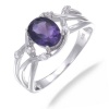 8x6MM 1.20 CT Amethyst Ring In Sterling Silver (Available in Sizes 5 - 9)