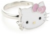 Hello Kitty Pink Enamel Bow and Sterling Silver Ring, Size 7