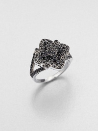 From the Soho Collection. A floral design in sterling silver encrusted in rich black spinels on a split shank. Black spinelSterling silverImported From the Soho Collection. A floral design in sterling silver encrusted in rich black spinels on a split shank. Black spinelSterling silverImported