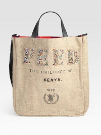 Each FEED 2 Kenya Bag is handcrafted in Kenya by a co-op of women and deaf Kenyans. Not only does this purchase support Kenyan artisans, but the donation also provides school meals to two children in Kenya for one year through the UN Wold Food Programme (WFP). Each FEED 2 Kenya Bag is handcrafted in Kenya by a co-op of women and deaf Kenyans. Not only does this purchase support Kenyan artisans, but the donation also provides school meals to two children in Kenya for one year through the UN Wold Food Programme (WFP).