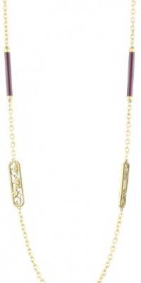 T Tahari Gold Tone with Ruby Resin and Crystal Station Necklace T Tahari Gold Tone with Ruby Resin and Crystal Station Necklace