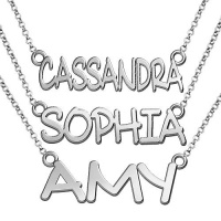 Macy Nameplate Charm and Necklace in Sterling Silver, 1 inch Macy Nameplate Charm and Necklace in Sterling Silver, 1 inch