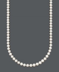 A longer strand of pearls puts a modern spin on traditional elegance. This polished necklace by Belle de Mer presents AA+ cultured freshwater pearls (9-10 mm) with a 14k gold clasp. Approximate length: 30 inches. A longer strand of pearls puts a modern spin on traditional elegance. This polished necklace by Belle de Mer presents AA+ cultured freshwater pearls (9-10 mm) with a 14k gold clasp. Approximate length: 30 inches.