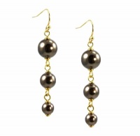 Charter Club Earrings, Gold-Tone and Chocolate Graduated Bead Dangle Earrings Charter Club Earrings, Gold-Tone and Chocolate Graduated Bead Dangle Earrings