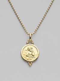This gracefully embossed angel of 18k gold with granulated details evokes a Renaissance painting, as it dangles from your favorite chain. 18k yellow gold Diameter, about ¾ Spring clip clasp Imported Please note: Necklace sold separately. This gracefully embossed angel of 18k gold with granulated details evokes a Renaissance painting, as it dangles from your favorite chain. 18k yellow gold Diameter, about ¾ Spring clip clasp Imported Please note: Necklace sold separately.