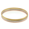 8.5 Tri-Tone Stainless Steel Set Of 3 Bangle Bracelets 8.5 Inch