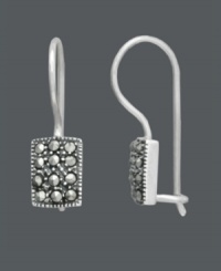 Sparkle that will always be in style! This timeless Genevieve & Grace design highlights rows of glittering marcasite in a rectangular, sterling silver setting. Approximate drop: 3/4 inch. Sparkle that will always be in style! This timeless Genevieve & Grace design highlights rows of glittering marcasite in a rectangular, sterling silver setting. Approximate drop: 3/4 inch.
