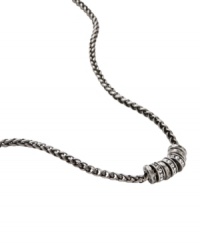 Modern design and a hint of sparkle creates a look that can be worn with anything. Fossil's effortless pendant features a rondelle center decorated with clear glass pave crystals. Crafted in silver tone mixed metal. Approximate length: 16 inches. + 2-inch extender. Modern design and a hint of sparkle creates a look that can be worn with anything. Fossil's effortless pendant features a rondelle center decorated with clear glass pave crystals. Crafted in silver tone mixed metal. Approximate length: 16 inches. + 2-inch extender.