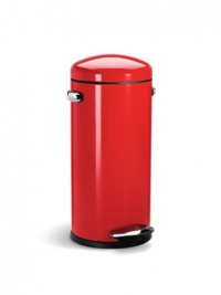 simplehuman Round Retro Step Trash Can, Red Steel, 30-Liter / 8-Gallon simplehuman Round Retro Step Trash Can, Red Steel, 30-Liter / 8-Gallon