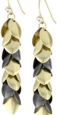 Kenneth Cole New York Modern Crush Gold and Hematite-Color Leaf Shake Linear Earrings