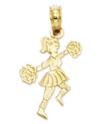 Three cheers for the enthusiastic cheerleader! This cute marching cheerleader and pom-poms charm makes the perfect gift in polished 14k gold. Chain not included. Approximate length: 4/5 inch. Approximate width: 2/5 inch. Three cheers for the enthusiastic cheerleader! This cute marching cheerleader and pom-poms charm makes the perfect gift in polished 14k gold. Chain not included. Approximate length: 4/5 inch. Approximate width: 2/5 inch.