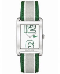 This sporty Andorra watch from Lacoste features a unique dial with large numerals and Lacoste's classic preppy stripes at the strap. This sporty Andorra watch from Lacoste features a unique dial with large numerals and Lacoste's classic preppy stripes at the strap.