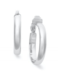 The timeless sophistication of hoops. These large earrings from Charter Club are crafted in silver tone mixed metal. Approximate drop: 1-1/5 inches. The timeless sophistication of hoops. These large earrings from Charter Club are crafted in silver tone mixed metal. Approximate drop: 1-1/5 inches.