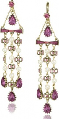 Betsey Johnson Iconic Fabulous Fuchsia Crystal Bow and Teardrop Multi-Chain Earrings Betsey Johnson Iconic Fabulous Fuchsia Crystal Bow and Teardrop Multi-Chain Earrings