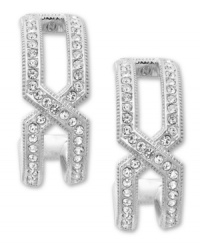 Glam it up in hoops with a little extra shine. Eliot Danori's sparkling style features glass crystal accents in rhodium-plated silver tone mixed metal. Approximate diameter: 3/4 inch. Glam it up in hoops with a little extra shine. Eliot Danori's sparkling style features glass crystal accents in rhodium-plated silver tone mixed metal. Approximate diameter: 3/4 inch.