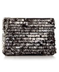 Be stunning in sequins. An adorable wristlet from BCBGeneration covered with look-at-me sequins and shiny nickel hardware. Be stunning in sequins. An adorable wristlet from BCBGeneration covered with look-at-me sequins and shiny nickel hardware.