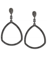 Shapely and stylish. This pair of drop earrings from Vince Camuto is crafted from hematite-tone mixed metal with glass crystal pave accents adding a sparkling touch. Approximate drop: 2-1/2 inches. Shapely and stylish. This pair of drop earrings from Vince Camuto is crafted from hematite-tone mixed metal with glass crystal pave accents adding a sparkling touch. Approximate drop: 2-1/2 inches.