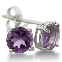 2ct Round Purple Amethyst Earrings In Sterling Silver 2ct Round Purple Amethyst Earrings In Sterling Silver