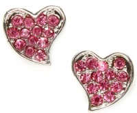Adorable Silver Plated Sparkling Pink Crystal Embellished Heart Stud 1/2 Stud Earrings Adorable Silver Plated Sparkling Pink Crystal Embellished Heart Stud 1/2 Stud Earrings