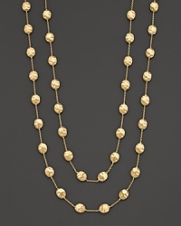 From the Siviglia Collection, the long necklace has large-sized stationed beans, designed by Marco Bicego. Can be worn doubled or as one long strand. From the Siviglia Collection, the long necklace has large-sized stationed beans, designed by Marco Bicego. Can be worn doubled or as one long strand.