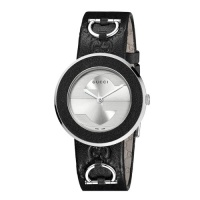 Gucci Women's YA129409 U-Play Medium Black Leather Watch Gucci Women's YA129409 U-Play Medium Black Leather Watch
