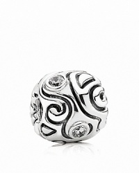 Swirling lines and bezel-set cubic zirconia stones make this sterling silver PANDORA charm bewitching. Swirling lines and bezel-set cubic zirconia stones make this sterling silver PANDORA charm bewitching.