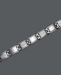 Who says that diamonds are just a girl's best friend? This bracelet combines edginess with a little flair. Bracelet crafted in stainless steel with round-cut diamond (3/4 ct. t.w.). Approximate length: 8-1/2 inches. Who says that diamonds are just a girl's best friend? This bracelet combines edginess with a little flair. Bracelet crafted in stainless steel with round-cut diamond (3/4 ct. t.w.). Approximate length: 8-1/2 inches.