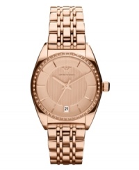 Graced with rosy warmth, this Emporio Armani watch lends an air of confidence to the wearer. Graced with rosy warmth, this Emporio Armani watch lends an air of confidence to the wearer.