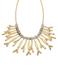 Branch out. Try something new with Alfani's statement-making bib necklace. Twisting branches in gold tone mixed metal sparkle with the addition of glass accents. Approximate length: 20 inches + 3-inch extender. Approximate drop: 2-1/2 inches. Branch out. Try something new with Alfani's statement-making bib necklace. Twisting branches in gold tone mixed metal sparkle with the addition of glass accents. Approximate length: 20 inches + 3-inch extender. Approximate drop: 2-1/2 inches.