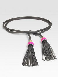 A soft, supple leather style with playful tassels and a tie closure. Width, about ½Imported A soft, supple leather style with playful tassels and a tie closure. Width, about ½Imported