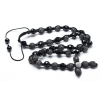 Christmas Gifts Bling Jewelry Shamballa Inspired Crystal Prayer Bead Onyx Cross Rosary Necklace Christmas Gifts Bling Jewelry Shamballa Inspired Crystal Prayer Bead Onyx Cross Rosary Necklace