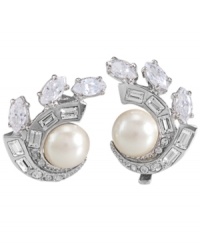Add elegance to your style equation. Carolee's chic clip-on earrings feature clusters of glass pearls and sparkling accents in marquise, baguette and circular cuts. Set in silver tone mixed metal. Approximate drop length: 3/4 inch. Approximate drop width: 1/2 inch. Add elegance to your style equation. Carolee's chic clip-on earrings feature clusters of glass pearls and sparkling accents in marquise, baguette and circular cuts. Set in silver tone mixed metal. Approximate drop length: 3/4 inch. Approximate drop width: 1/2 inch.