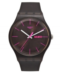 Pops of pink add life to this casual watch from Swatch's Brown Rebel collection. Pops of pink add life to this casual watch from Swatch's Brown Rebel collection.