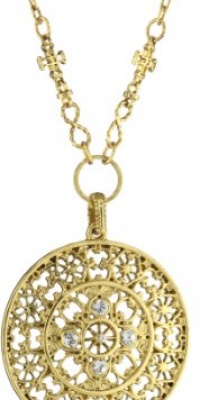 The Vatican Library Collection Gold-Tone Crystal Round Pendant Necklace, 22 The Vatican Library Collection Gold-Tone Crystal Round Pendant Necklace, 22
