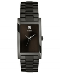 Take a walk on the dark side with this black-on-black timepiece from GUESS. Take a walk on the dark side with this black-on-black timepiece from GUESS.