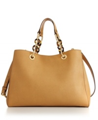 A classic look from MICHAEL Michael Kors that will keep your style chic for seasons to come. A poised satchel shape decorated with 18K gold hardware and a detachable signature charm. A classic look from MICHAEL Michael Kors that will keep your style chic for seasons to come. A poised satchel shape decorated with 18K gold hardware and a detachable signature charm.