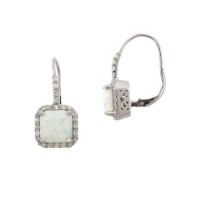 Sterling Silver Large Square Gemstone Leverback Earrings Sterling Silver Large Square Gemstone Leverback Earrings