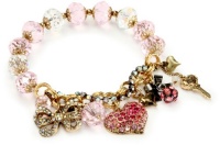 Betsey Johnson Heart Multi-Charm Half Stretch Bracelet