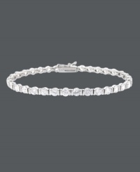 Streamline your style with a hint of sparkle. B. Brilliant's luminous tennis bracelet features a row of round-cut cubic zirconias (8-1/4 ct. t.w.) set in sterling silver. Approximate length: 7-1/4 inches. Streamline your style with a hint of sparkle. B. Brilliant's luminous tennis bracelet features a row of round-cut cubic zirconias (8-1/4 ct. t.w.) set in sterling silver. Approximate length: 7-1/4 inches.