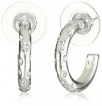 T Tahari Silver Petite Hoop Earrings with Crystal T Tahari Silver Petite Hoop Earrings with Crystal