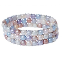 3 Row Stretchy Genuine Multi-Color Freshwater Pearl Bracelet Bangle 6.5mm 3 Row Stretchy Genuine Multi-Color Freshwater Pearl Bracelet Bangle 6.5mm