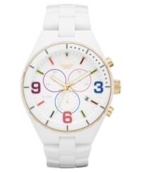 A creative pop of color adds casual flair to this fresh unisex watch from adidas. A creative pop of color adds casual flair to this fresh unisex watch from adidas.
