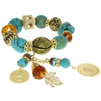 8.5 Fashion Elastic Charm Bracelet With CZ Turquoise and Crystals 8.5 Fashion Elastic Charm Bracelet With CZ Turquoise and Crystals