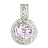 .925 Sterling Silver 10mm Chess cut Lavender cubic Zirconia Pendant .925 Sterling Silver 10mm Chess cut Lavender cubic Zirconia Pendant