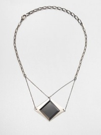 From the Facet Collection. Part modern sculpture, part ancient amulet, this stunnning eye-shaped pendant of black onyx and weathered brass is inspired by the Egyptian Eye of the Horus.Black onyxBrassLength, about 14½Lobster claspMade in USA From the Facet Collection. Part modern sculpture, part ancient amulet, this stunnning eye-shaped pendant of black onyx and weathered brass is inspired by the Egyptian Eye of the Horus.Black onyxBrassLength, about 14½Lobster claspMade in USA